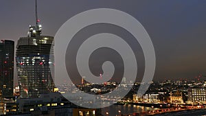 Night Timelapse Of Business Center Cityscape In London, UK.