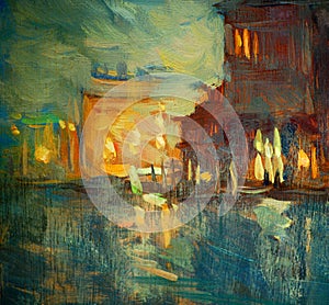 Night to Venice, painting by oil on canvas