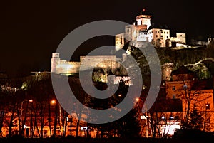 Night town - castle in Trencin