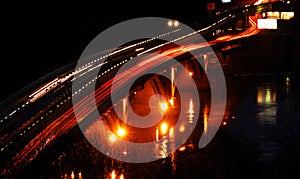 Night traffic on the bridge