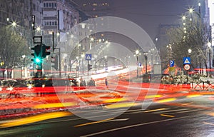 Night traffic in Bucharest city