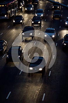 Night traffic in the city of sao paulo