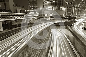 Night traffic in downtown