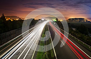 Night traffic on highway