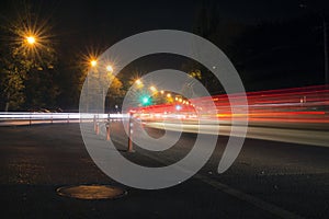 Night traffic at highway at night