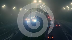 Night traffic light city car lamp urban road fog