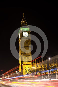 Night traffic lights and big ben