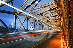 Night traffic lights inside of the Garden Bridge