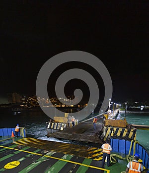 night travel by ferry to the sea, isla mujeres, Mexico