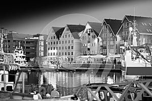 Night Tromso black and white postcard background