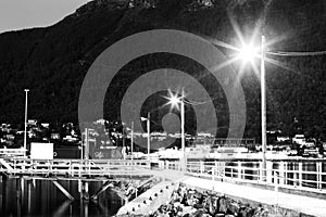 Night Tromso city pier background