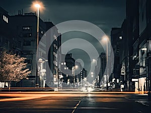 Night urban street with traffic lights