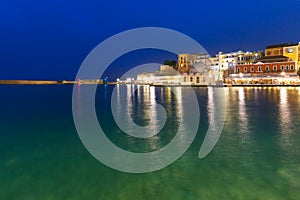 Night Venetian quay, Chania, Crete