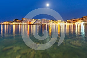 Night Venetian quay, Chania, Crete