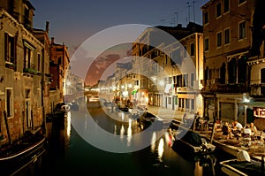 Night Venice canal view