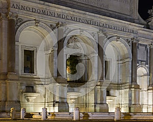 Night view of Acqua Paola fountain, Rome, Italy