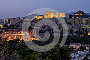 Night view of Acropolis of Athens