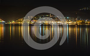 Night view of Adamantas, Milos, Greece