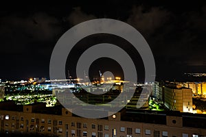 Night view of Alicante city, modern buildings. Alicante, Spain cityscape in the night