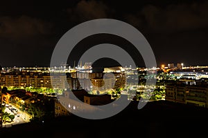 Night view of Alicante city, modern buildings. Alicante, Spain cityscape in the night