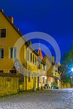 Night view of an alley passing Kaiserberg in Nurnberg, Germany