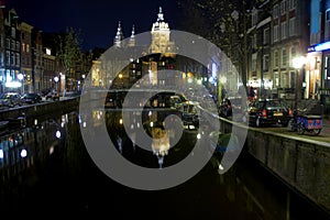 Night view of Amsterdam Netherlands