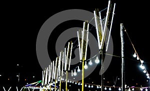 Night View of Amusement park rides, Ferris Wheel