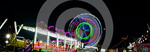 Night View of Amusement park rides, Ferris Wheel