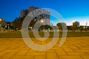 Night view of architecture and streets in Teatinos district in MÃÂ¡laga photo