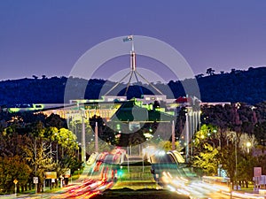 Night View of Australian  Parliament  House, Canberra, Australia