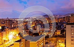 Night view of Badalona and Barcelona