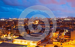 Night view of Barcelona from Badalona