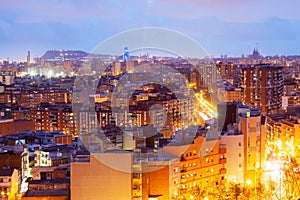 Night view of Barcelona from Badalona municipality