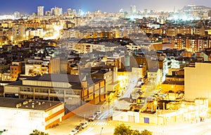 Night view of Barcelona from Badalona municipality