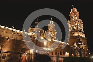 Night view, cathedral of morelia in michoacan, mexico XXII