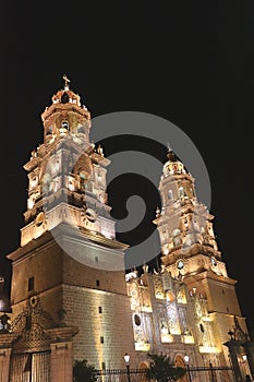 Night view of the cathedral of morelia in michoacan, mexico XIV