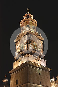 Night view of the cathedral of morelia in michoacan, mexico XVII