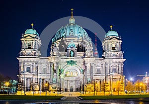 night view of berliner dom cathedral in berlin....IMAGE