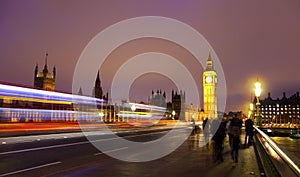 Night view of Big Ben and Houses of Parliament, London UK