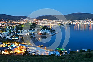 Night view of Bodrum, Turkey