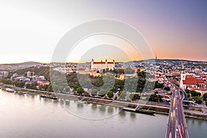 Night view of Bratislava city center