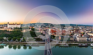 Night view of Bratislava city center