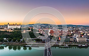 Night view of Bratislava city center