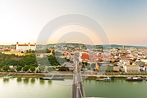 Night view of Bratislava city center