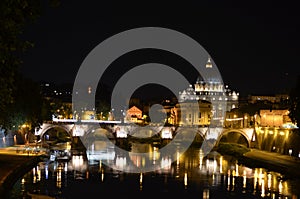 Night view of the Bridge of Sant'Angelo