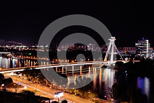 Bridge of the Slovak National Upraising, Danube river, capital Bratislava, Slovakia