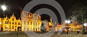 Night view of Brugge, Belgium photo