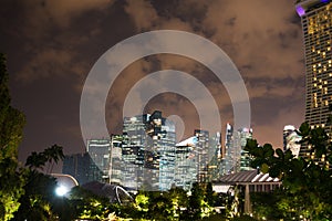 Night view of building around marina bay, Singapore