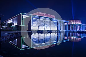 Night view of a building in Yulin