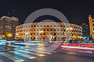 Night view of a Bullring Arena in Valencia